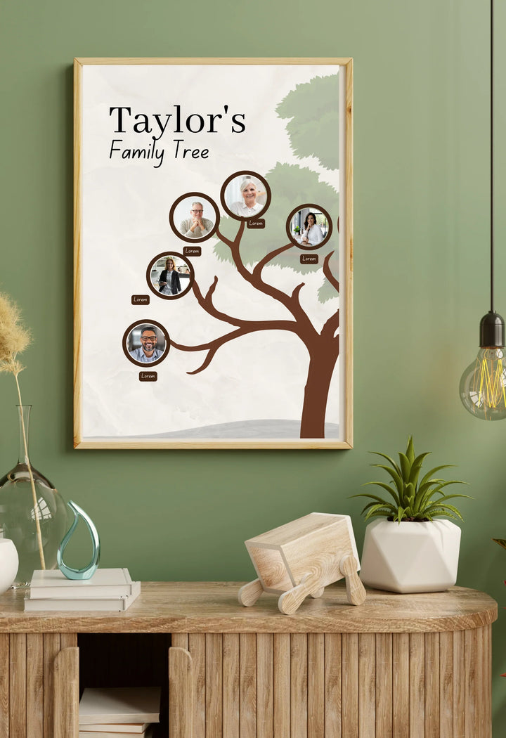 Personalised Family Tree Poster with Photos – Custom Wall Art