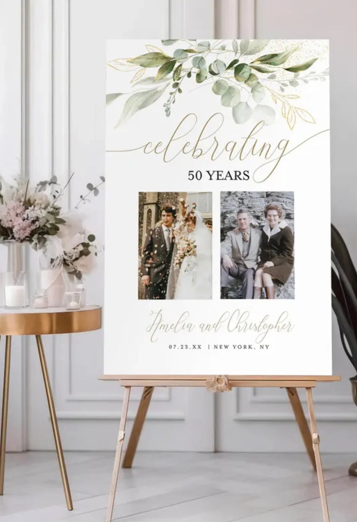 Personalized 50 Anniversary Welcome Sign with Photo