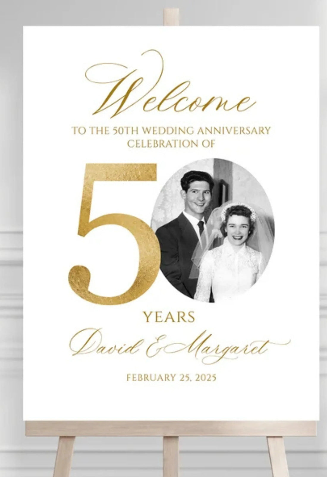Personalised Photo Anniversary Welcome Sign | Elegant Party Decor