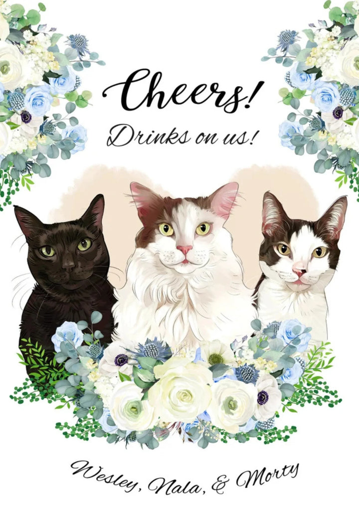 Personalized Cat Wedding Welcome Sign | Cat Lover Wedding Decor