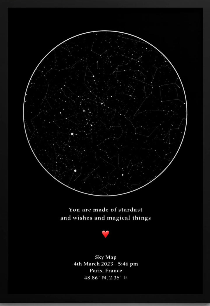 Custom Star Map Poster – Personalized Night Sky Print, Romantic Gift