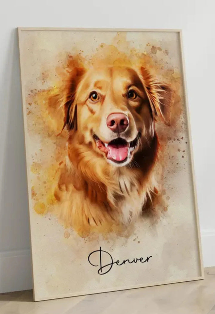 Personalized Digital Pet Portrait | Custom Dog & Cat Wall Art Gift
