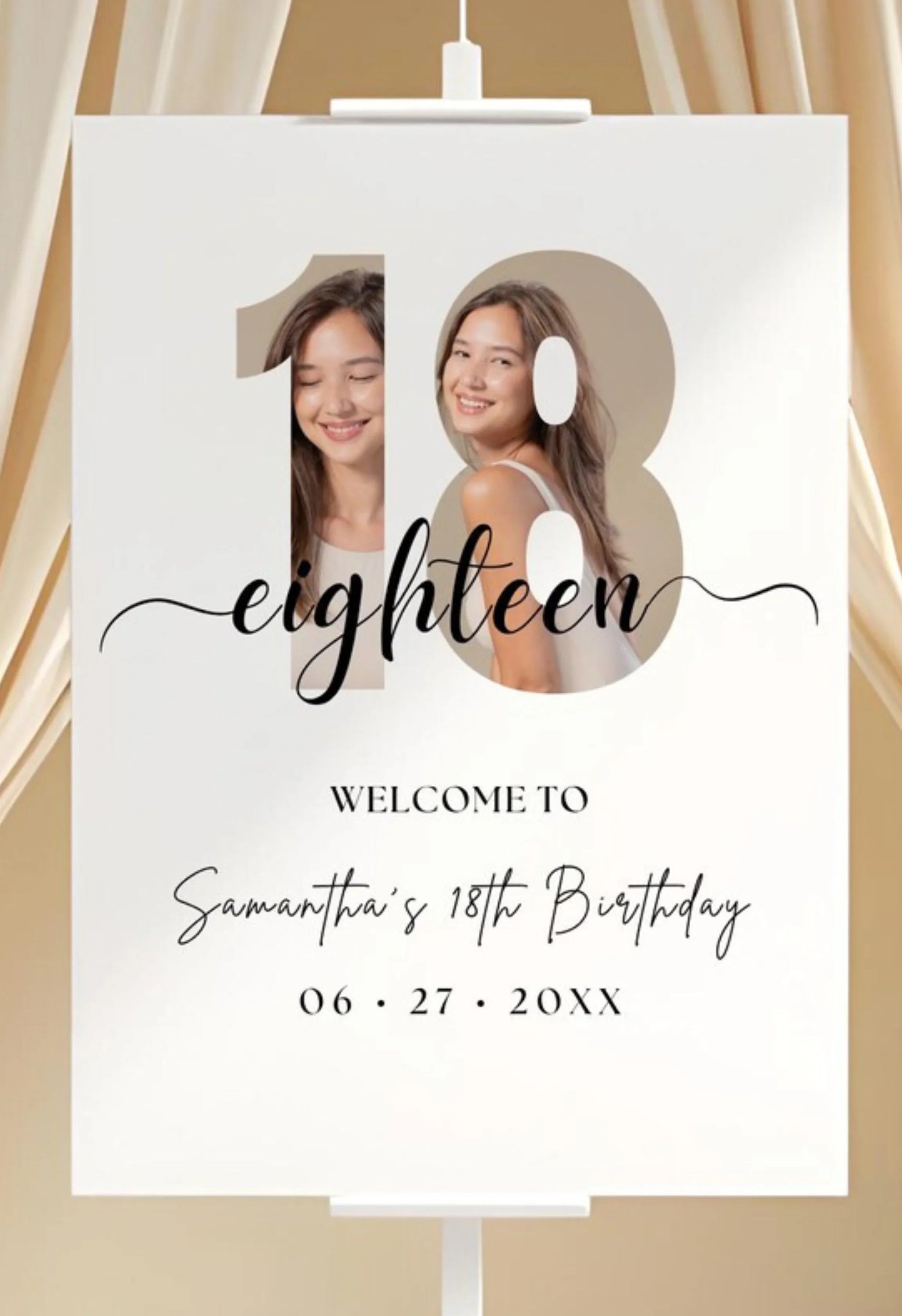 Personalised 18th Birthday Party Sign – Custom Photo Welcome Poster - PersonalisePro 