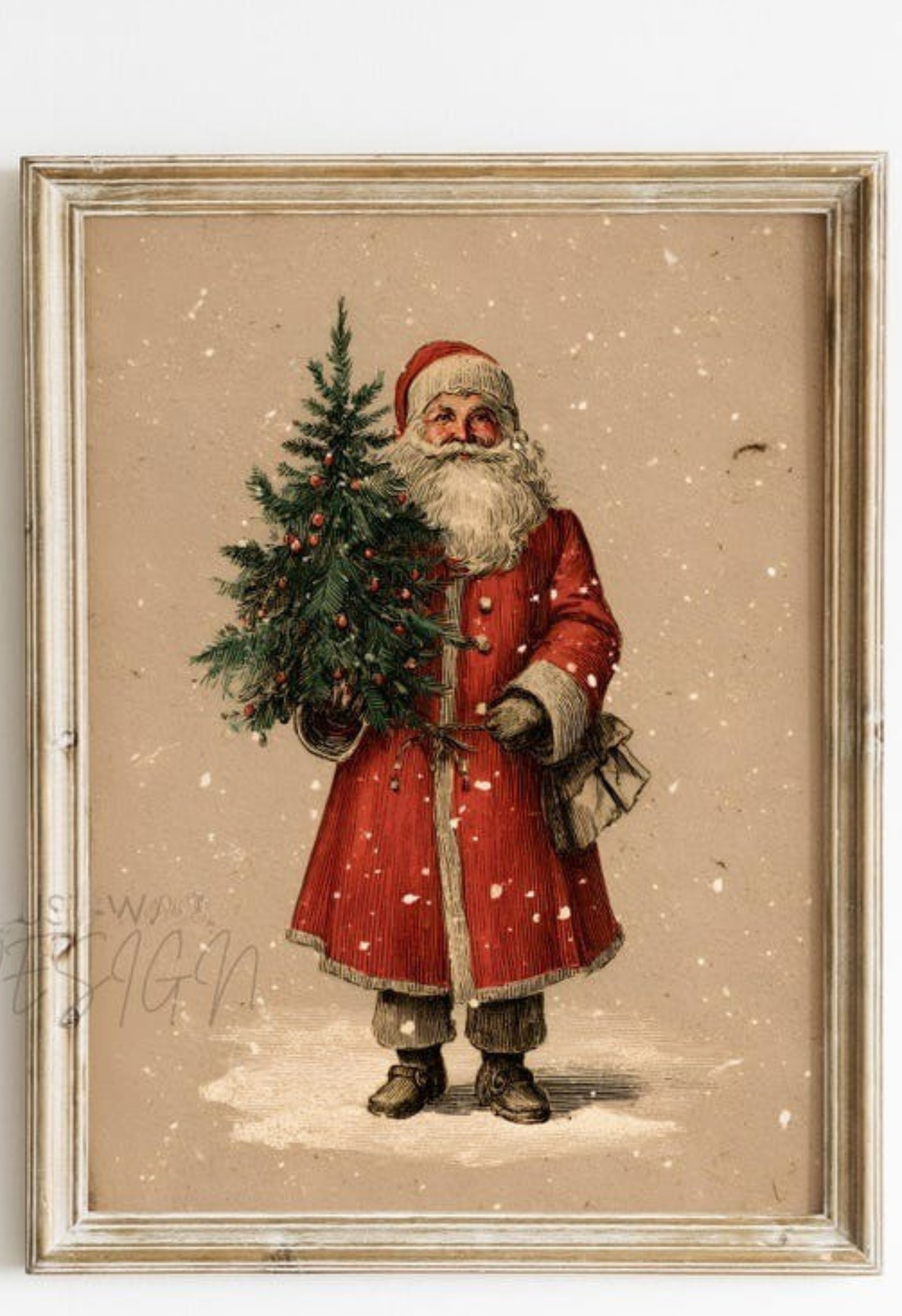 Vintage Santa Christmas Print 🎅 Classic Holiday Wall Art Poster UK
