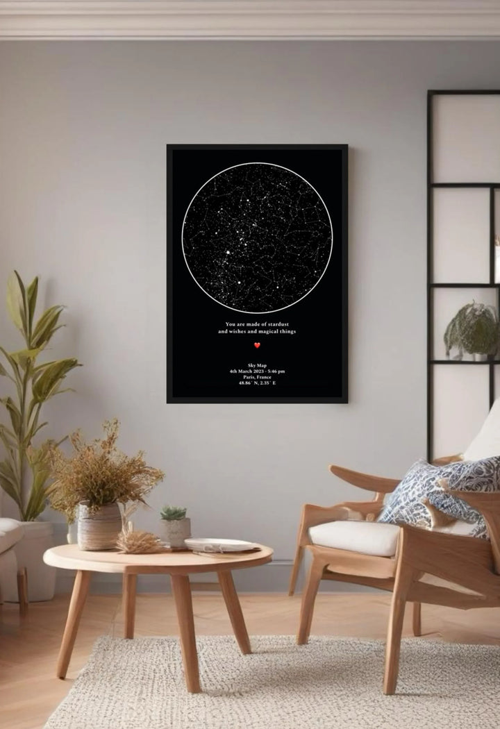 Custom Star Map Poster – Personalized Night Sky Print, Romantic Gift