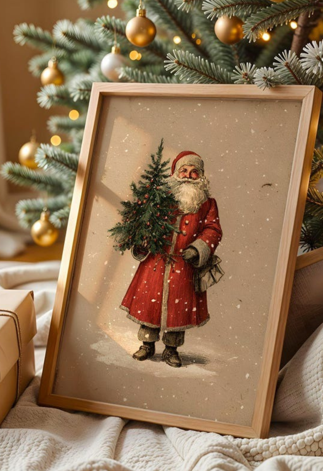 Vintage Santa Christmas Print 🎅 Classic Holiday Wall Art Poster UK