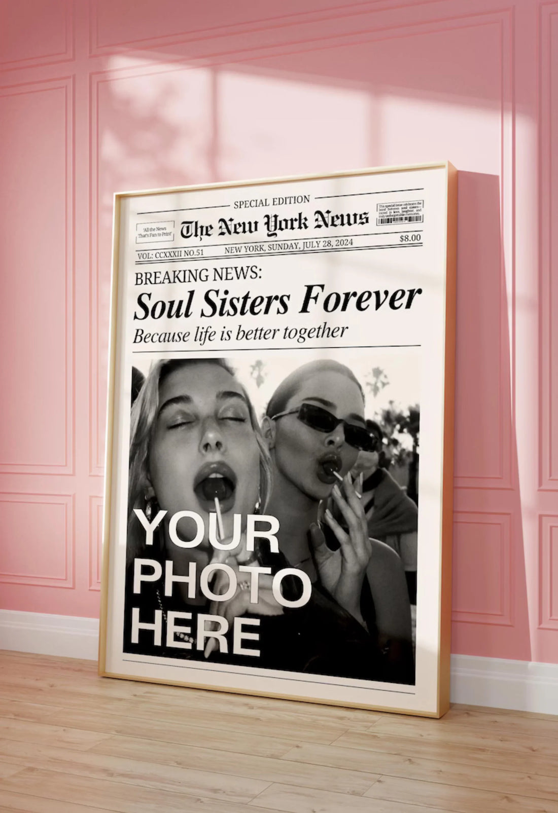 Personalized Best Friends Poster – Retro BFF Birthday Gift Print