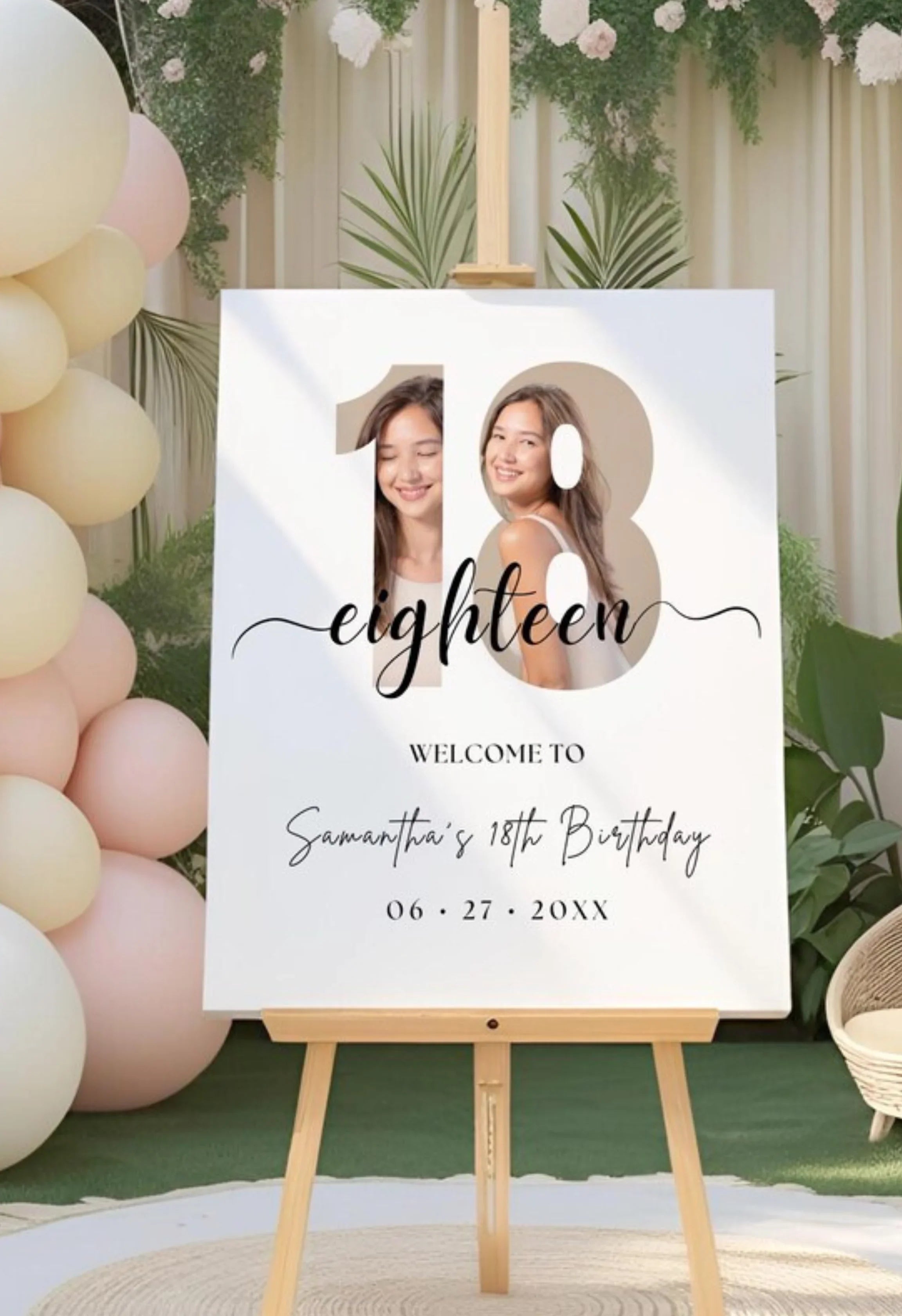 Personalised 18th Birthday Party Sign – Custom Photo Welcome Poster