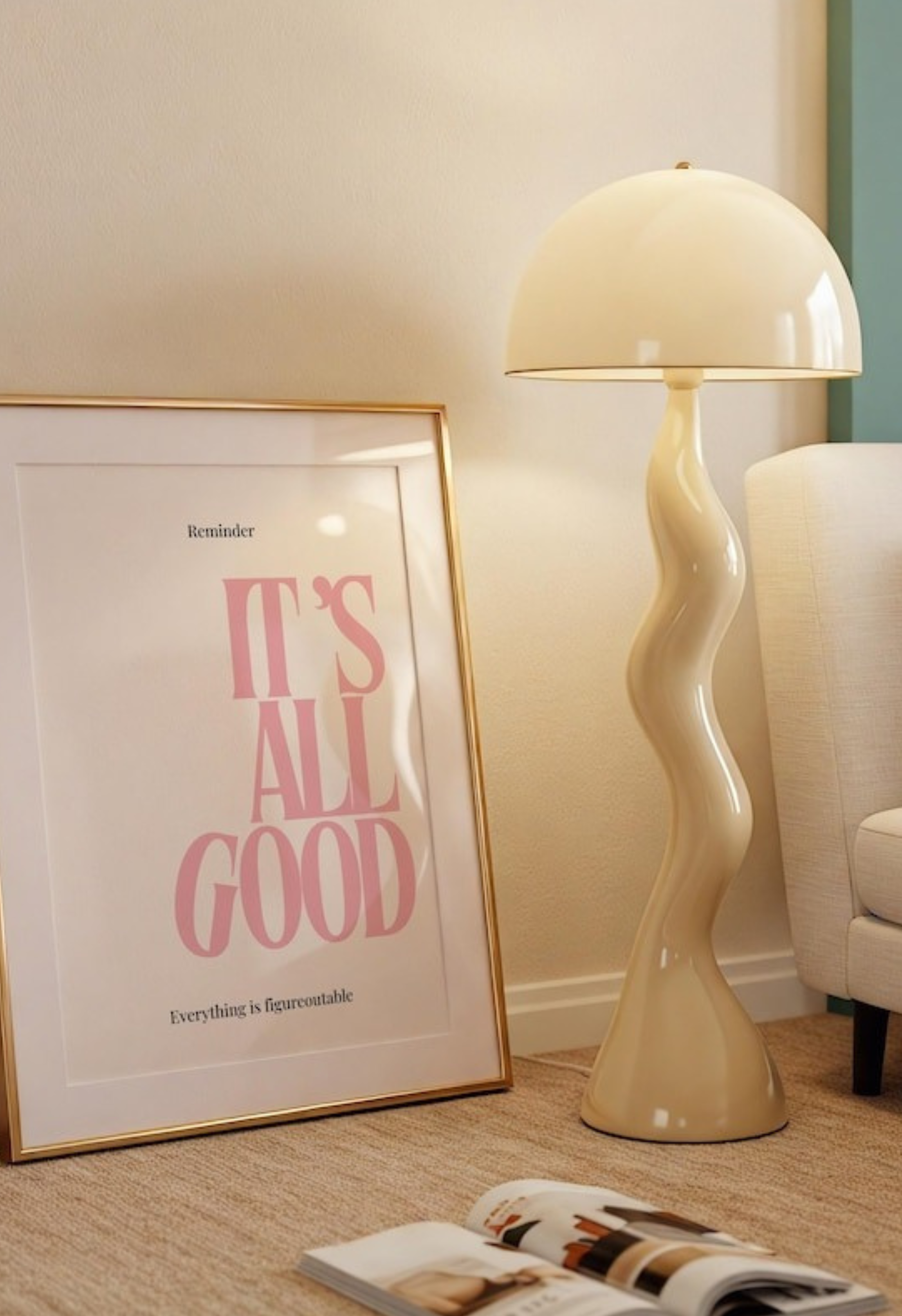 It’s All Good Poster – Pink Minimalist Typography Wall Art