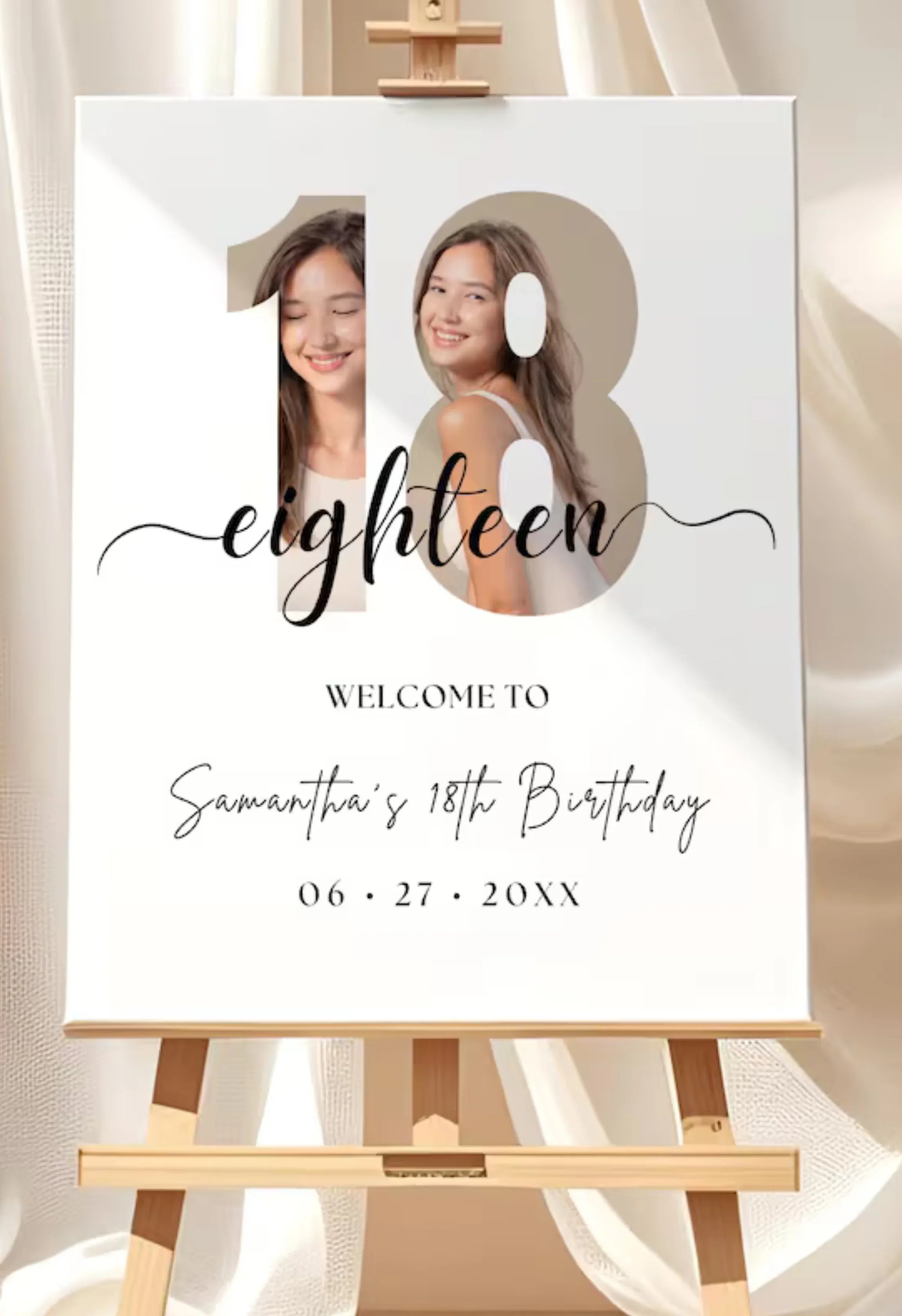 Personalised 18th Birthday Party Sign – Custom Photo Welcome Poster - PersonalisePro 