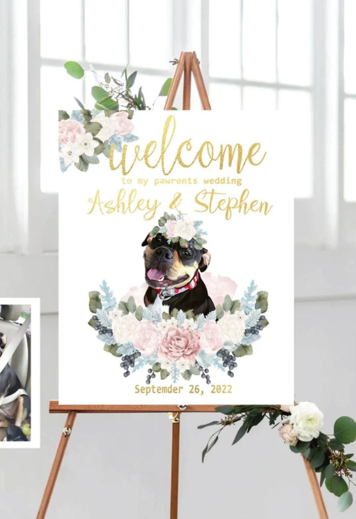 Personalized Cat Wedding Welcome Sign | Cat Lover Wedding Decor
