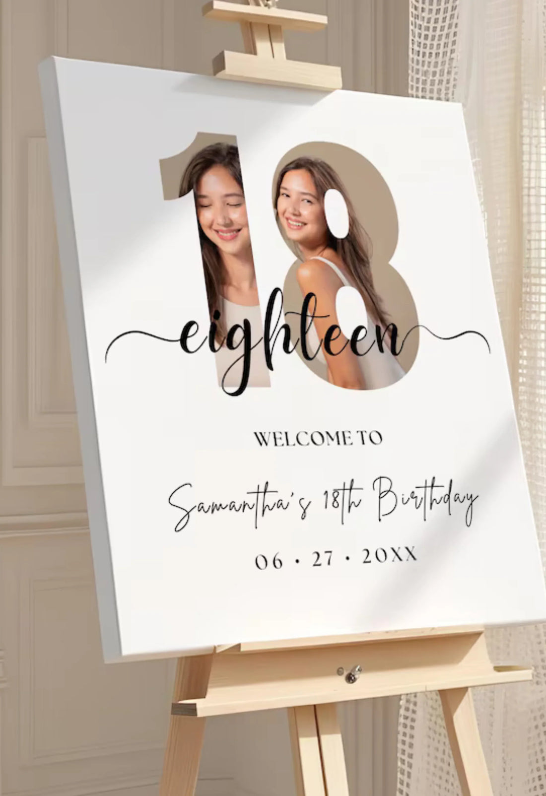 Personalised 18th Birthday Party Sign – Custom Photo Welcome Poster
