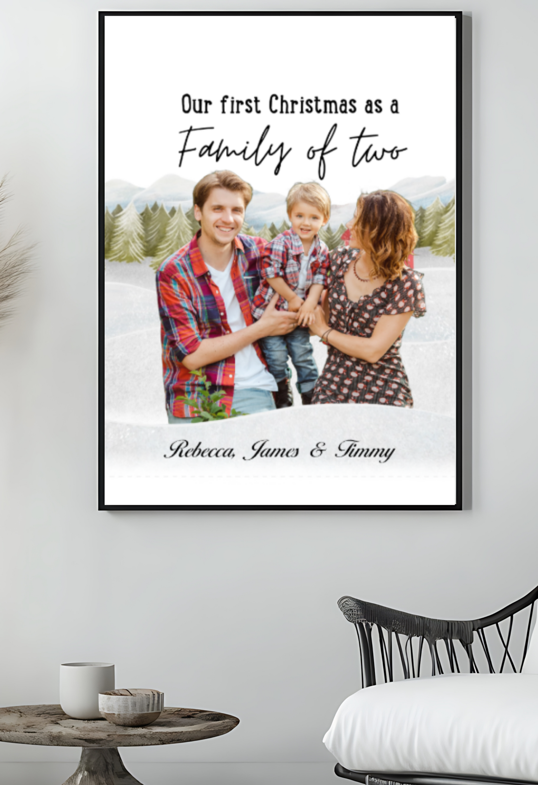 Personalised Christmas Photo Print – Family of Three Gift