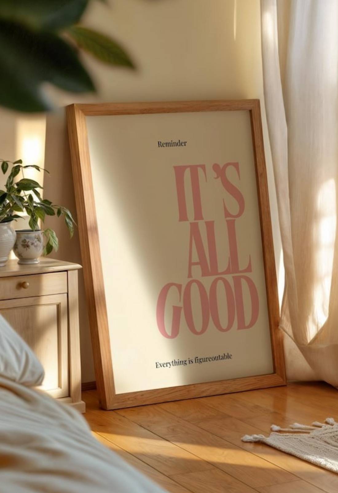 It’s All Good Poster – Pink Minimalist Typography Wall Art