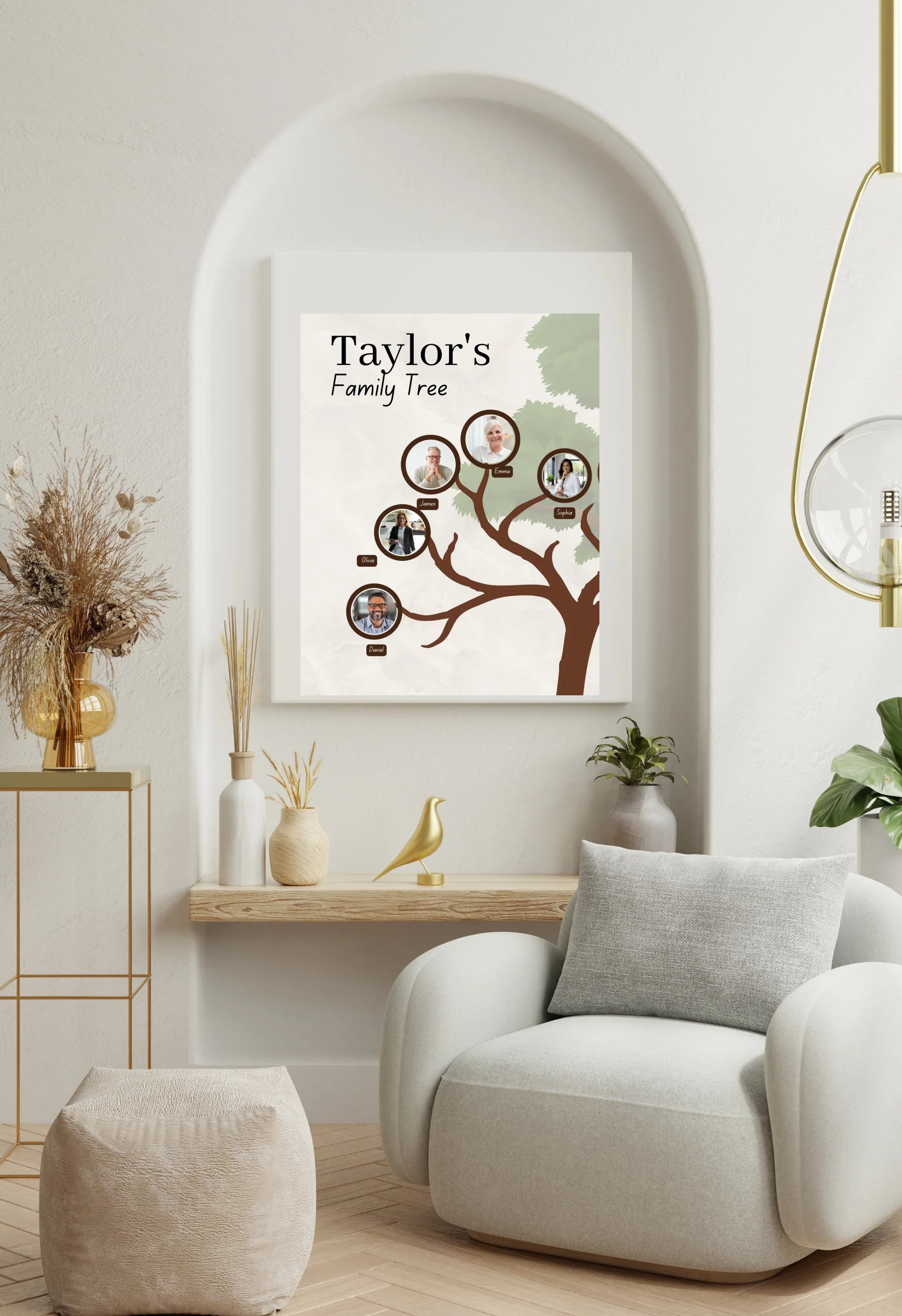 Personalised Family Tree Poster with Photos – Custom Wall Art