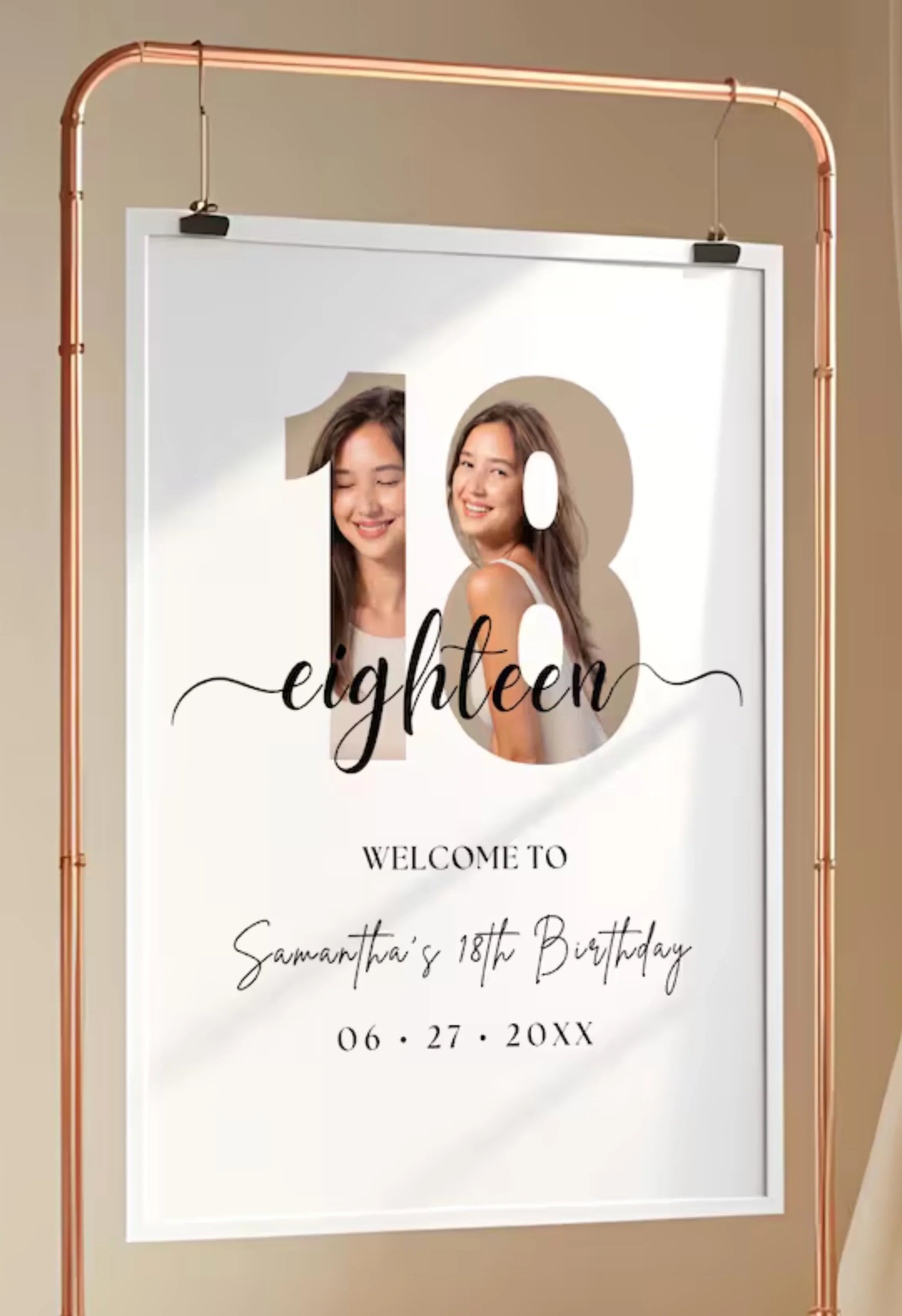 Personalised 18th Birthday Party Sign – Custom Photo Welcome Poster - PersonalisePro 