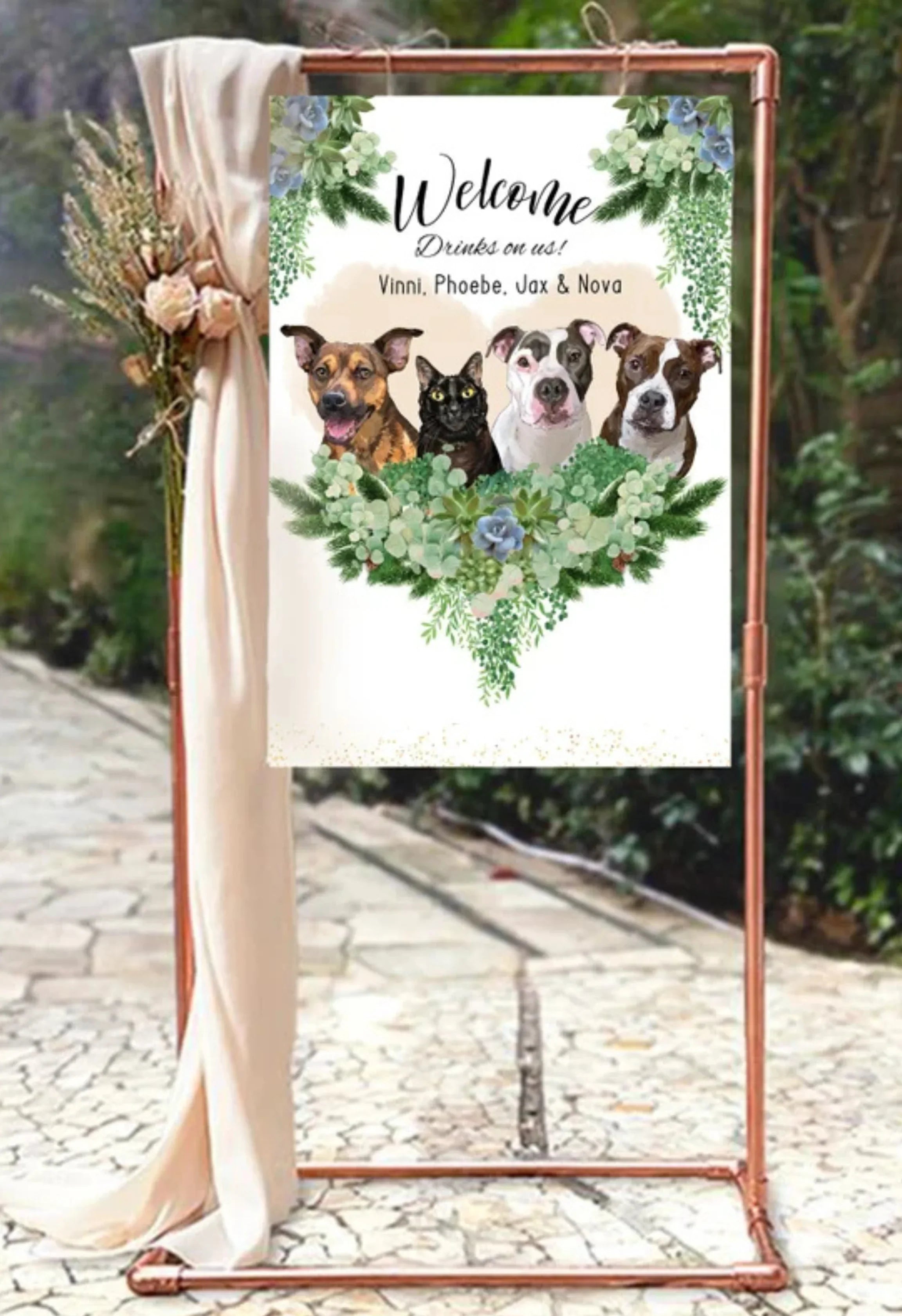 Personalized Cat Wedding Welcome Sign | Cat Lover Wedding Decor - PersonalisePro 