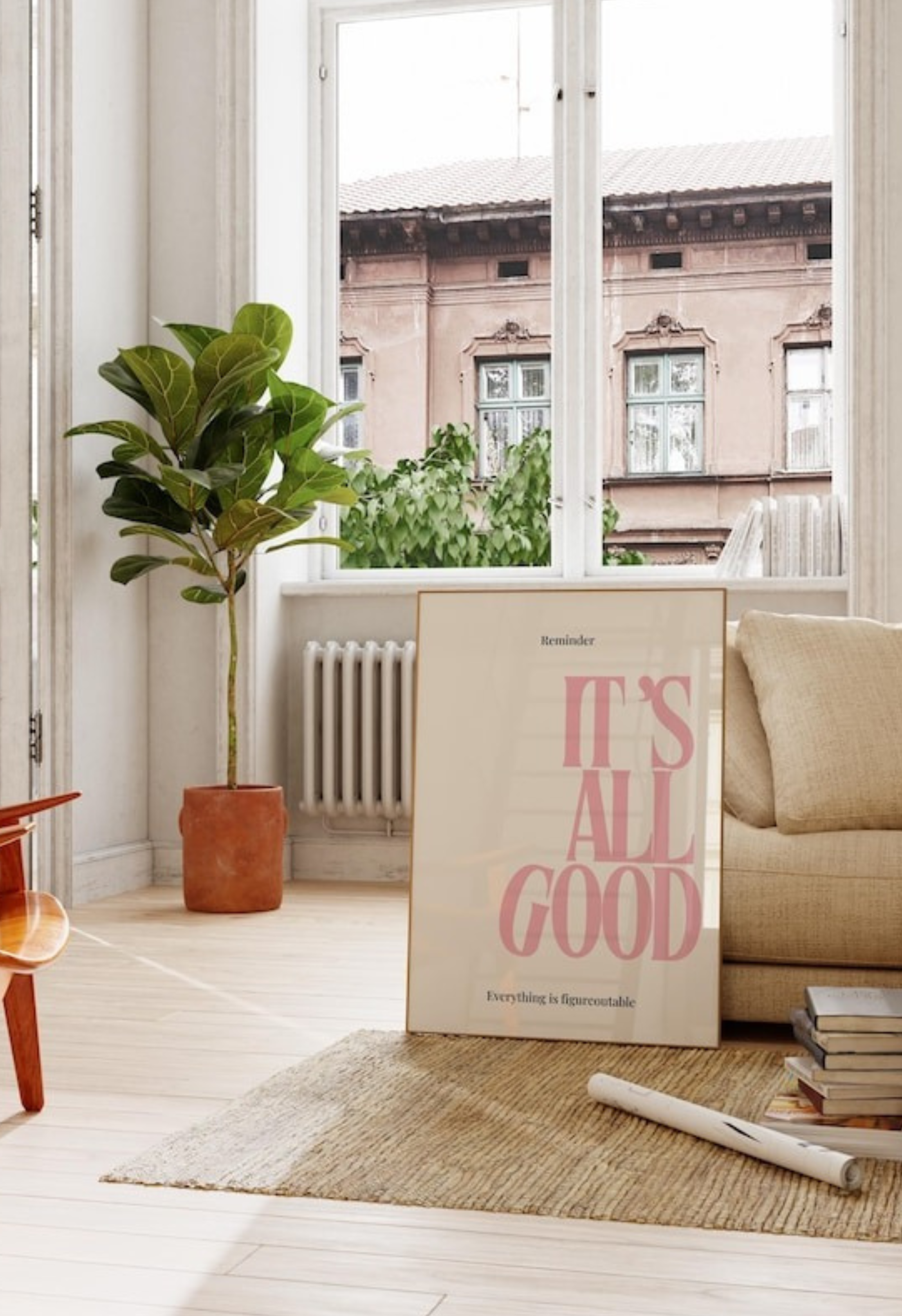 It’s All Good Poster – Pink Minimalist Typography Wall Art