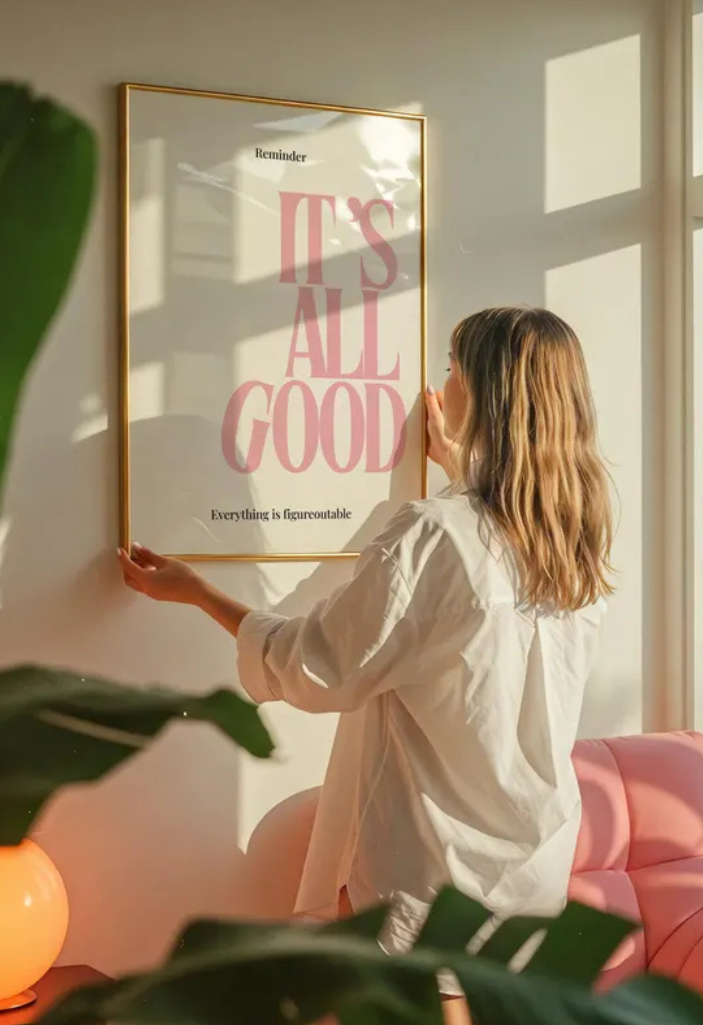 It’s All Good Poster – Pink Minimalist Typography Wall Art