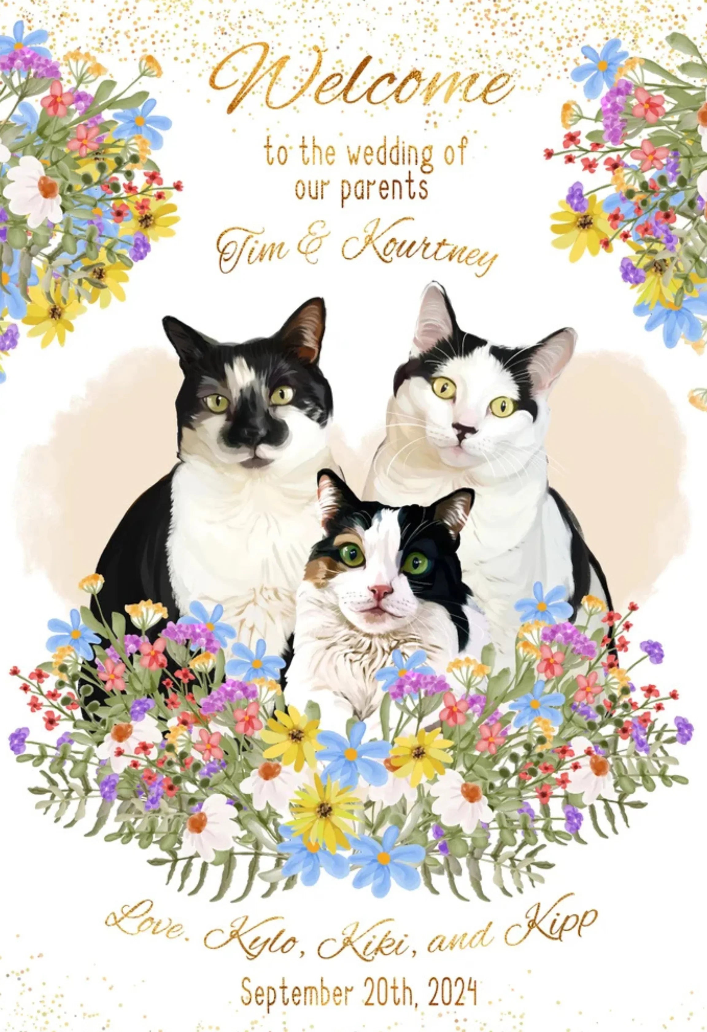 Personalized Cat Wedding Welcome Sign | Cat Lover Wedding Decor - PersonalisePro 