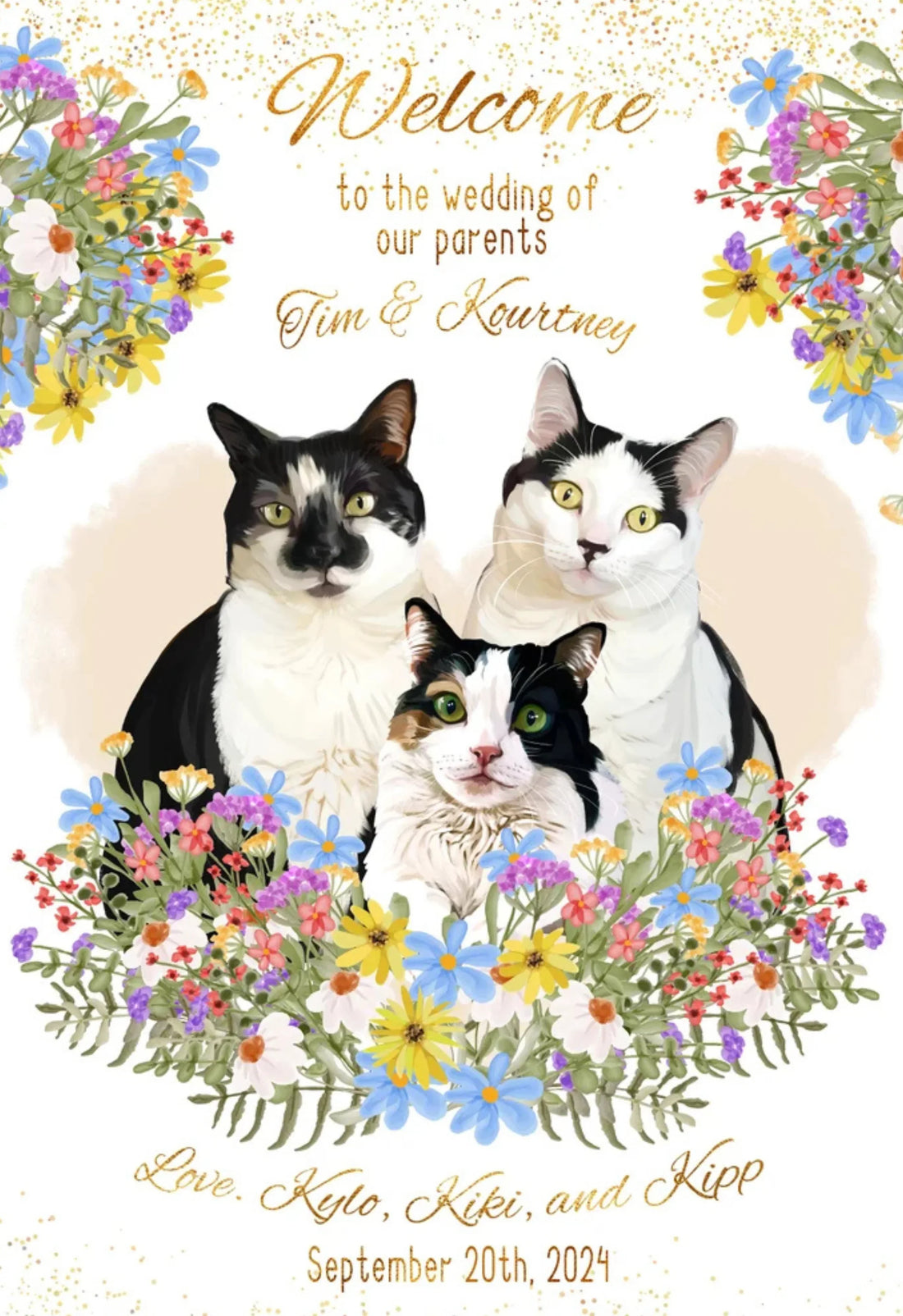 Personalized Cat Wedding Welcome Sign | Cat Lover Wedding Decor