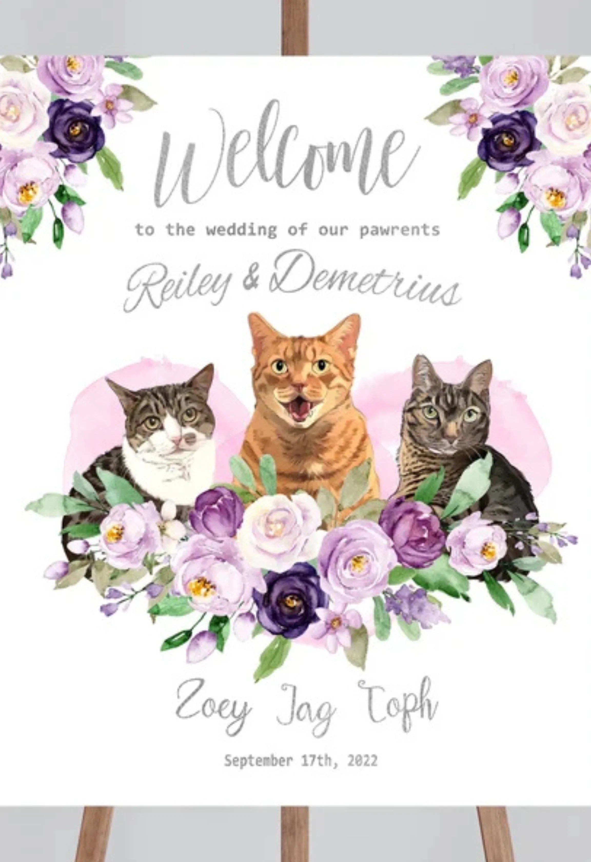 Personalized Cat Wedding Welcome Sign | Cat Lover Wedding Decor - PersonalisePro 