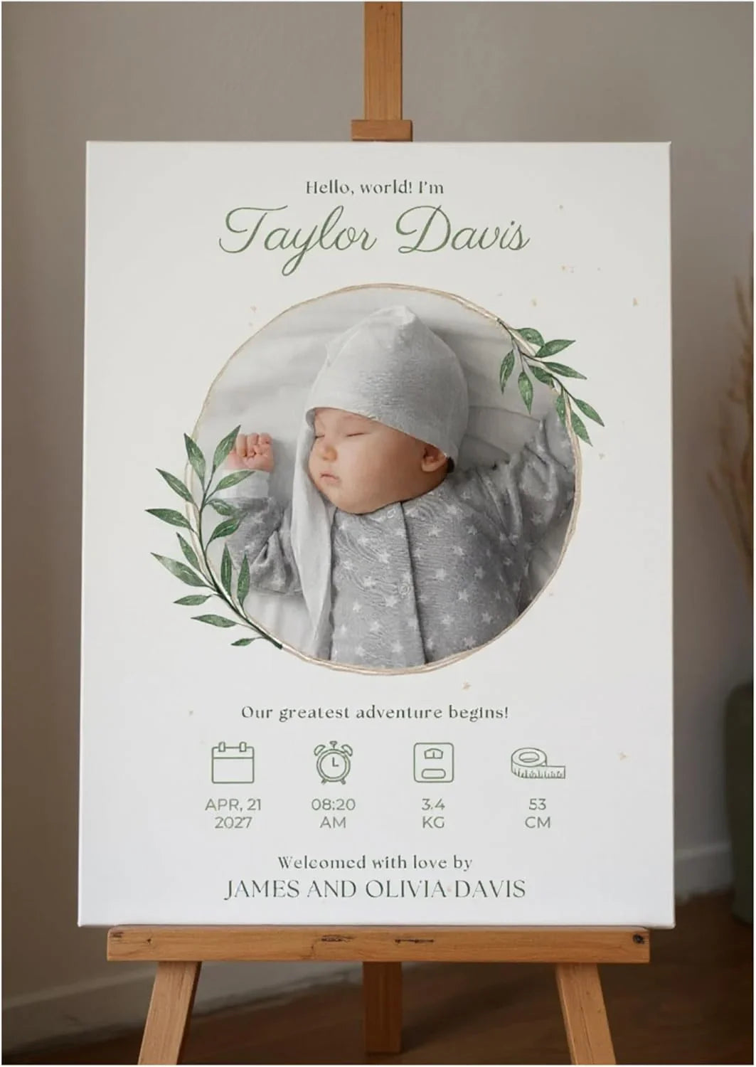 TinyGift Baby Birth Stats Poster – Custom Newborn Keepsake