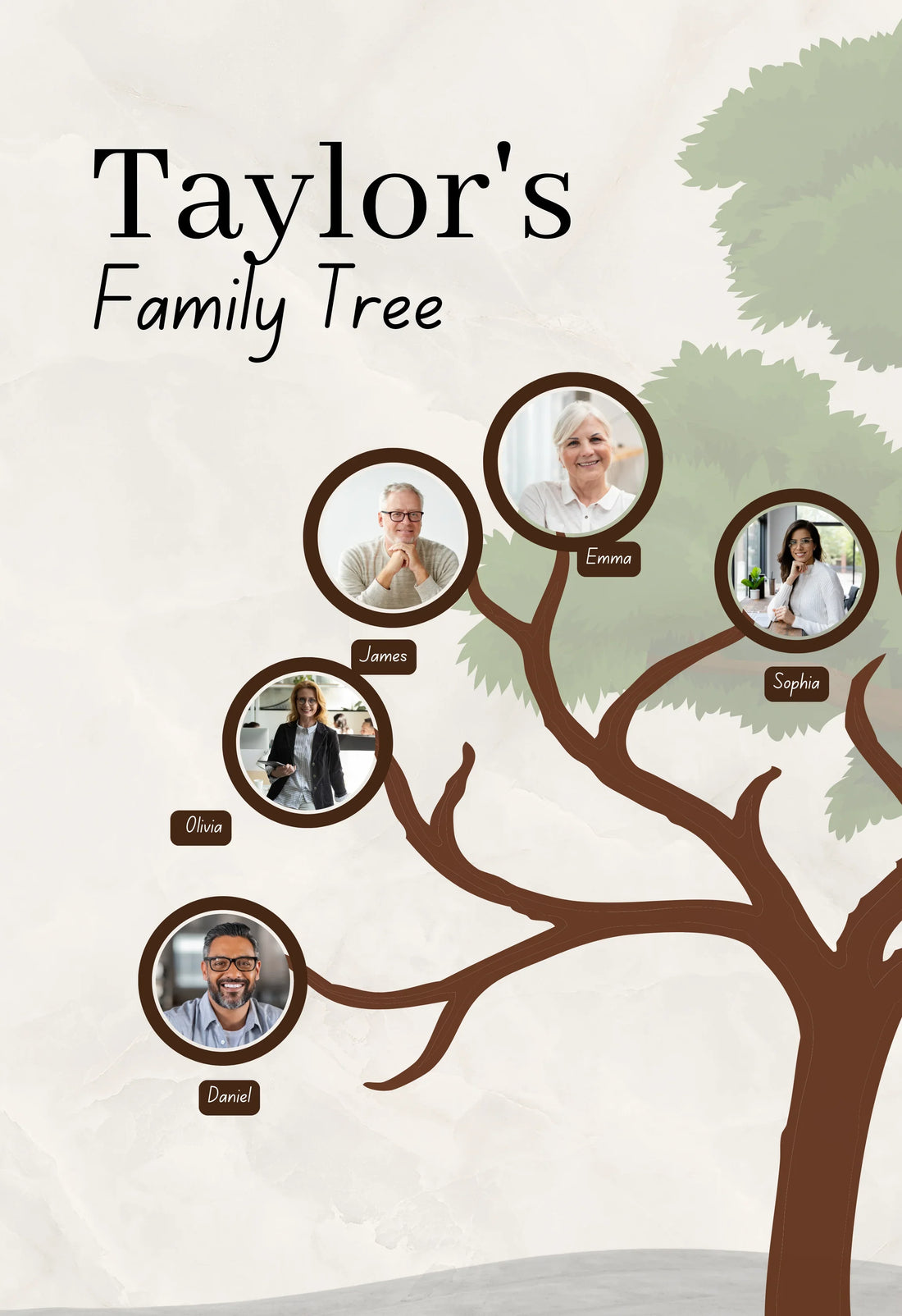 Personalised Family Tree Poster with Photos – Custom Wall Art