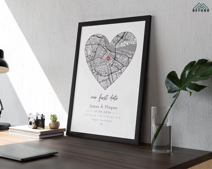 Custom “Where We Met” Map Print – Personalized Couple Gift