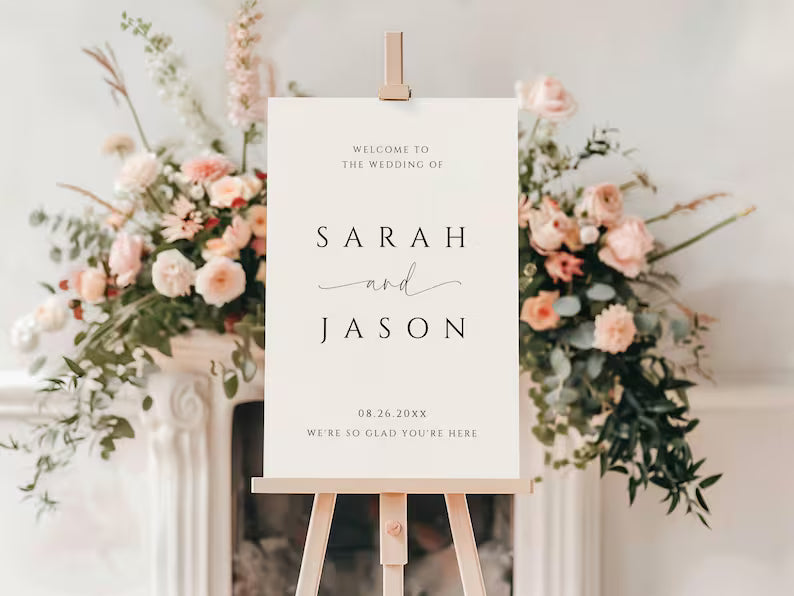 Minimalist Wedding Welcome Sign – Personalized Wedding Poster - PersonalisePro 