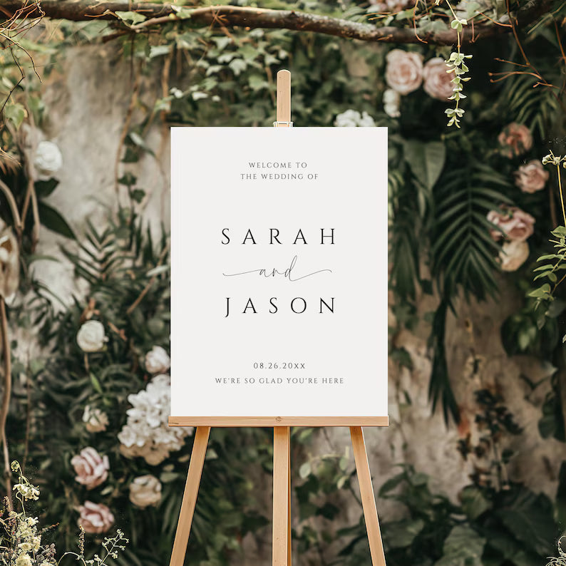 Minimalist Wedding Welcome Sign – Personalized Wedding Poster - PersonalisePro 