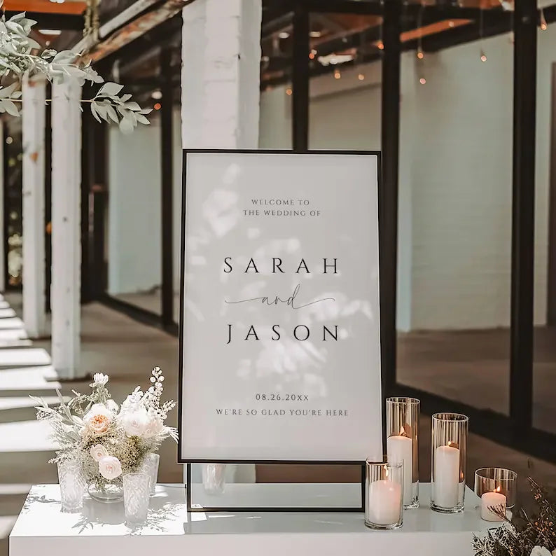 Minimalist Wedding Welcome Sign – Personalized Wedding Poster