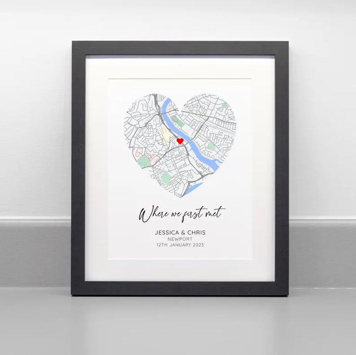 Custom “Where We Met” Map Print – Personalized Couple Gift