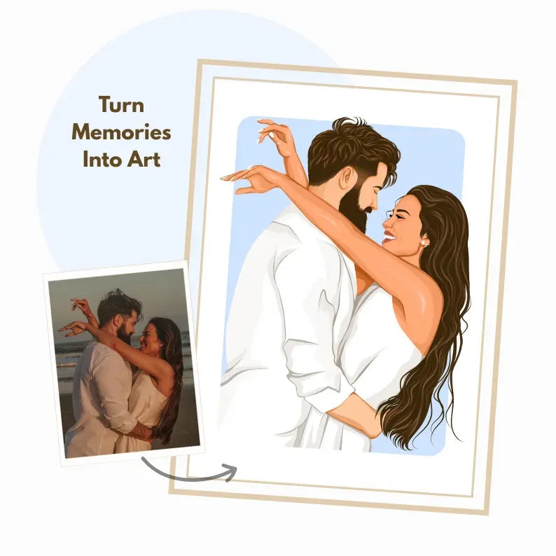 Custom Couple Illustration – Personalised Engagement Gift
