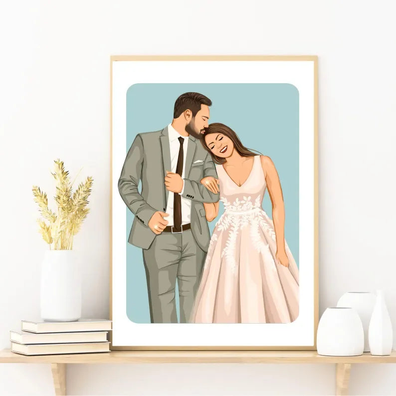 Custom Couple Illustration – Personalised Engagement Gift