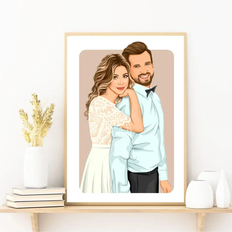 Custom Couple Illustration – Personalised Engagement Gift