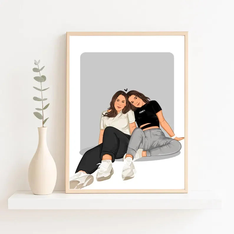 Custom Couple Illustration – Personalised Engagement Gift