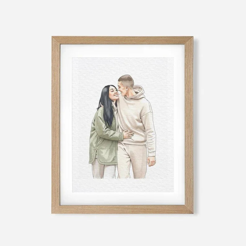 Personalised Watercolour Portrait – Custom Wedding & Anniversary Gift
