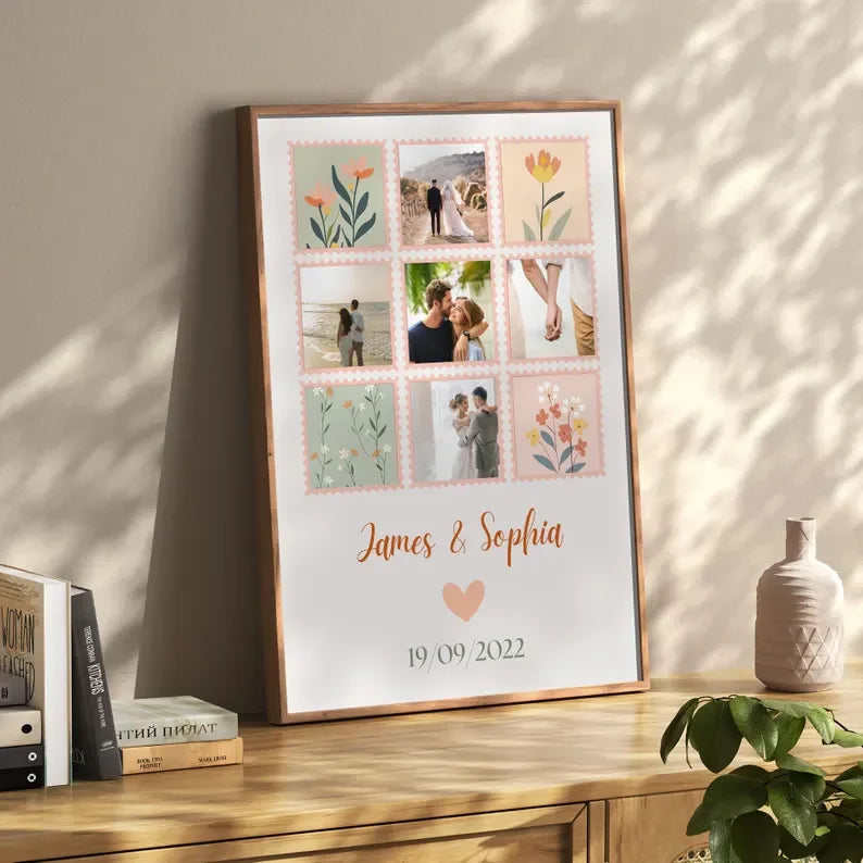 Personalised Wedding Photo Collage – Custom Couples Wall Art
