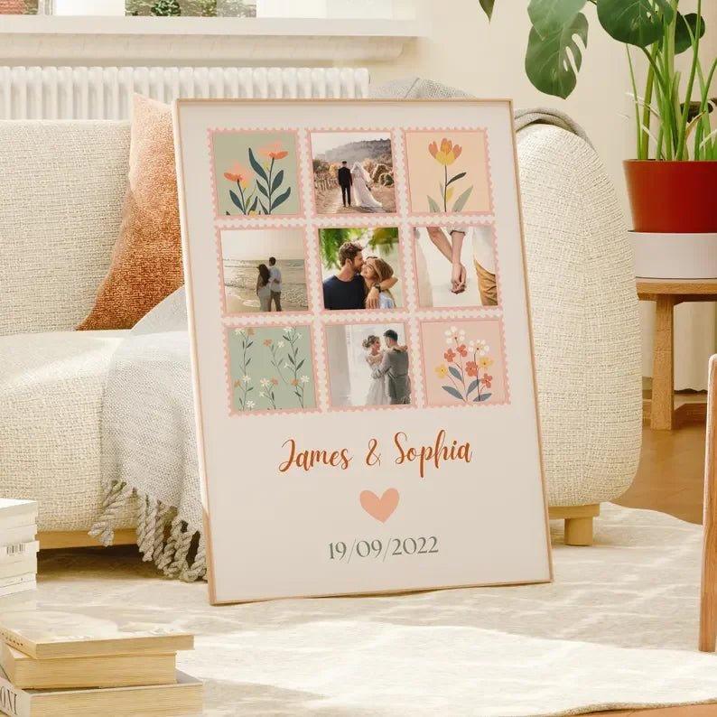 Personalised Wedding Photo Collage – Custom Couples Wall Art