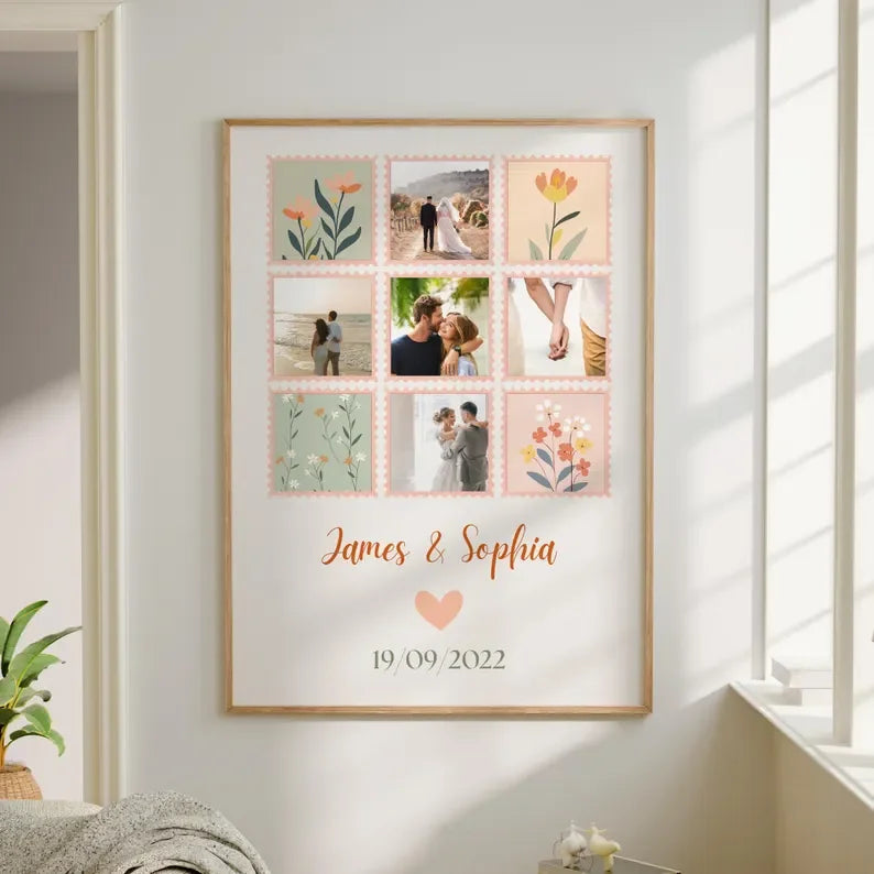 Personalised Wedding Photo Collage – Custom Couples Wall Art