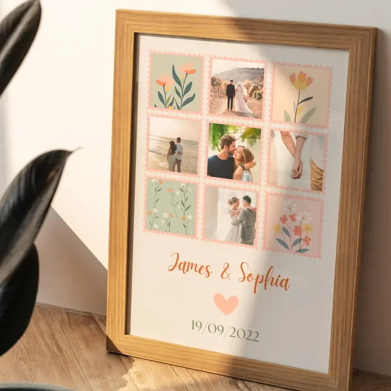 Personalised Wedding Photo Collage – Custom Couples Wall Art