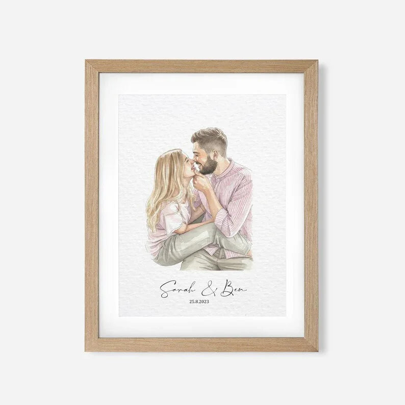 Personalised Watercolour Portrait – Custom Wedding & Anniversary Gift