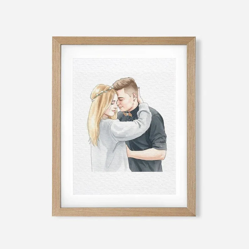 Personalised Watercolour Portrait – Custom Wedding & Anniversary Gift