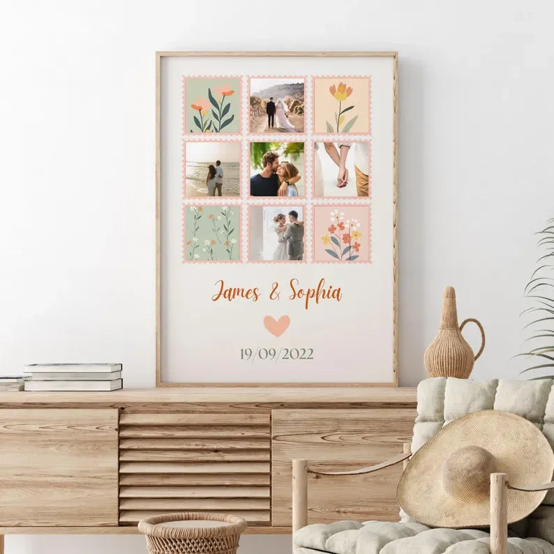 Personalised Wedding Photo Collage – Custom Couples Wall Art