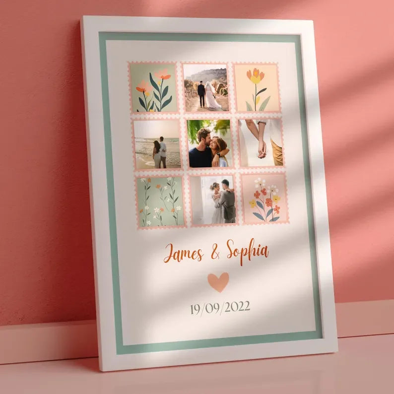 Personalised Wedding Photo Collage – Custom Couples Wall Art
