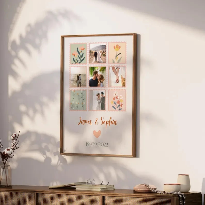 Personalised Wedding Photo Collage – Custom Couples Wall Art