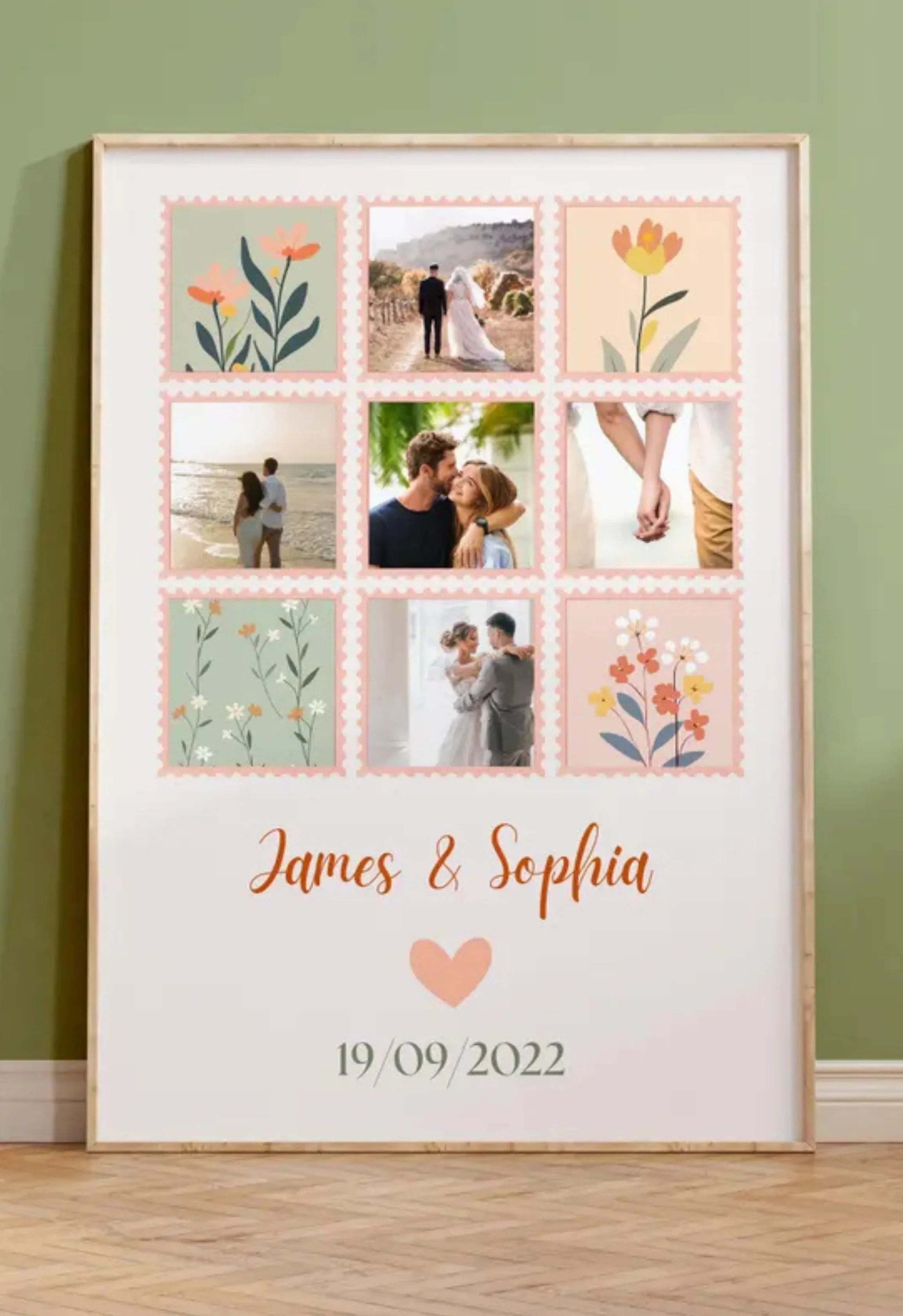 Personalised Wedding Photo Collage – Custom Couples Wall Art