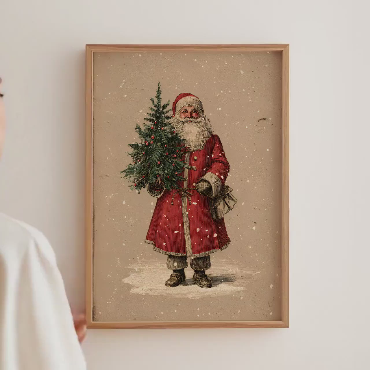 Vintage Santa Christmas Print 🎅 Classic Holiday Wall Art Poster UK